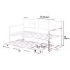 Twin size White Metal Daybed Frame with Roll Out Trundle Bed Frame