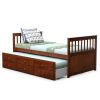 Twin Captains Bed with Pull Out Trundle and 3 Storage Drawers in Walnut Finish