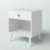 Mid-Century Modern Bedroom 1-Drawer Nightstand End Table in White Wood Finish