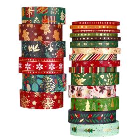 21 Rolls Christmas Gold Foil Washi Tape, Vintage Holiday Decorative Tape Set For Gift Wrapping, Scrapbooking, Crafts & DIY Projects
