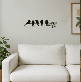 1PC Fashionable Metal Bird Wall Art - Bird On The Branch Wall Ornament. The Leaves With Birds Sculpture Wall Decor Is A Fashion - Forward Metal Wall H