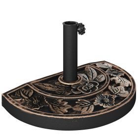 20lbs Half Round Patio Umbrella Base Outdoor Decorative Resin Parasol Stand Holder For 1.5, 1.9 Pole, Lawn, Deck, Garden Use, Bronze