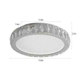 Crystal LED Ceiling Light, 13.8-Inch Flush Mount, 38W Dimmable Modern Fixture, Energy-Saving, Perfect For Living Room, Bedroom, Kitchen
