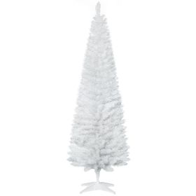 6 Artificial Pencil Christmas Tree, Slim Xmas Tree with 390 Realistic Branch Tips and Plastic Stand, White