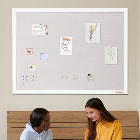 48'x36' White Cork Board With Linen Surface Wall-Mounted Bulletin Board
