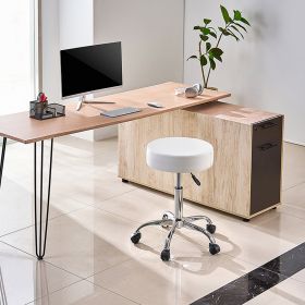 Rolling Stool With Wheels, 450 LBS Weight Capacity Round Rolling Stool Chair, Height Adjustable Thickened PU Leather Swivel Stool For Salon, Spa, Mass