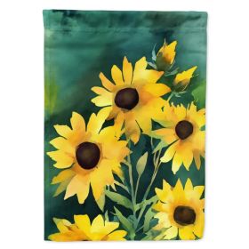 Kentucky Goldenrod in Watercolor House Flag Large Porch Sleeve Pole Decorative Outside Yard Banner Artwork Wall Hanging, Polyester, House Size, Multic