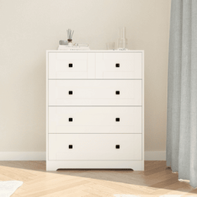 Chest Of Drawer With 5 Drawers White Color Farm Door