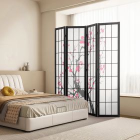 Room Divider, 4 Panel Japanese Room Divider Screen, Wood Folding Privacy Screen Indoor, Japanese Partition Portable Decoration Dividers, For Room Sepa