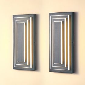 3-Tier 15.7 In Outdoor Light Fixture Black Exterior Wall Light LED Modern Wall Sconce Waterproof Outdoor Garage Lighting   2 Pack