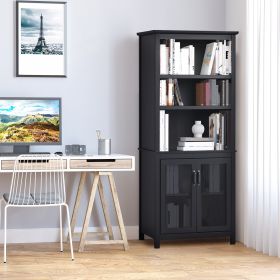 71" Bookcase Storage Hutch Cabinet with Adjustable Shelves and Doors for Home Office