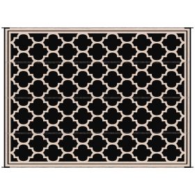 Reversible Polypropylene Outdoor Rug Folding, Durable, Perfect for Camping, Deck & Beach Black