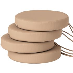Patio Chair Cushions Set Of 4 Round Seat Cushions For Dining Bistro Chairs Machine Washable, 15 X 15 X 3, Khaki