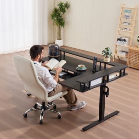 L Shaped Desk Electric Adjustable Height Corner Desk With Keyboard Tray