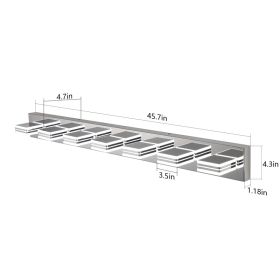 45in  Modern Chrome 7-Light LED Vanity Light, Square Acrylic Lampshades Wall Mount Fixture For Bathroom, Mirror Lighting