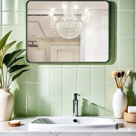 Large 40-inch X 30-inch Black Bathroom Mirror Is Stylishly Simple And Atmospheric