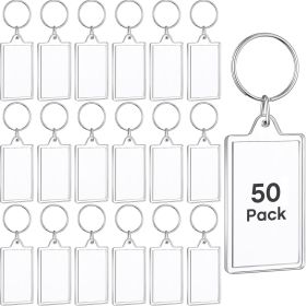 50-pack Transparent Acrylic Photo Keychains, Blank Photo Insert Key Rings, DIY Personalized Gifts, Perfect For Family And Friends