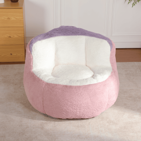 Oversized Bean Bag Chairs,Multicolor Faux Fur Couch Filled With Shredded Sponge,Large Lounger Sofa For Living Room,No Assembly Required , Pink White P