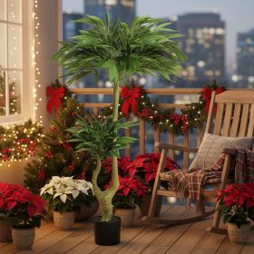 5FT Artificial Tree With Natural Foliage In Black Pot Willow Silk Indoor Plant For Home Office Living Room Decor Maintenance Free