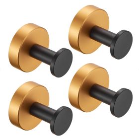 Round Base Wall Hanging Coat Hook With Screws- Black Gold Towel Hook, 4 Pack, For Entry Shoe Cabinet, Wardrobe Bathroom Bedroom Furniture Hardware