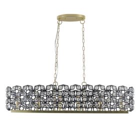 39  Contemporary Crystal And BlackGold Pendant Chandelier -Geometric Modern Light Fixture For Dining Room, Kitchen, Or Living Room  Bulb Not Included