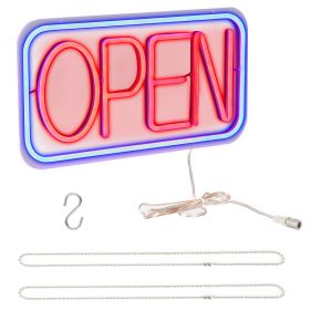 1Pc LED Open Sign 16.5x9.1in Business Neon Open Sign Advertisement Board With 11 Levels Adjustable Brightness