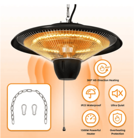 1500W Outdoor Hanging Patio Heater Ultra-Quiet Electric Heating Lamp