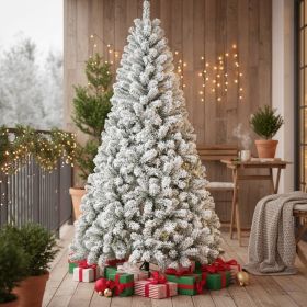 4FT Artificial Plant Natural Flocked Christmas Tree 233 Tips Sturdy Metal Stand Home Office Party Decor