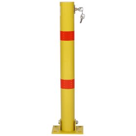 Parking Bollard,pole Barrier With Lock ,car Parking Protection Posts,home Garage Street Decor ,parking Barrier Round Yellow
