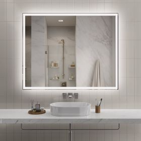 Modern LED Smart Mirror With Hiden Light Bathroom Mirror, Front Lit & Back Lit With 3 Color Adjustable, Memory Function, Anti-Fog, Time Mode Control