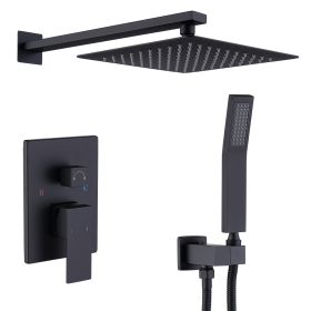 Shower System Shower Faucet Combo Set Wall Mounted With 10  Rainfall Shower Head And Handheld Shower Faucet  Matte Black Finish With Brass Valve Rough