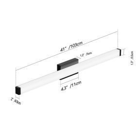 Black Modern Bathroom Light Fixtures Over Mirror 41 Inch LED Vanity Lights Bar For Bath