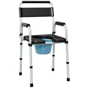 Bedside Commode Chair for Seniors, Adults, Handicap, Raised Toilet Seat with Arm, Adjustable Height, 331 lbs, Black