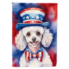 White Poodle Patriotic American Garden Flag Mailbox Flag Decorative Yard Flag Banner Outside Patio Artwork Yard Flower Beds, Garden Size, Multicolor