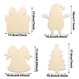 20PCS,40PCS Unfinished Paintable Blank Wooden Christmas Festival Decoration Ornaments 5 Designs Xmas Tree Hanging Wood Slices DIY Art Crafts For Chris