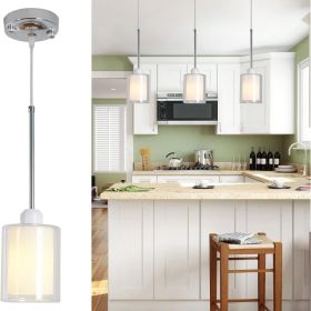 Glass Pendant Light, Modern Pendant Lighting For Kitchen Island, Farmhouse Mini Pendant Lamp With Chrome Nickel Adjustable For Dining Room, Sink, Doub