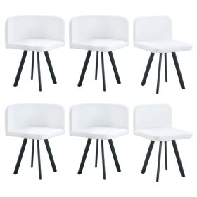 Stylish White Modern PU Material Six-Chair Set - Two Designs, Unified Aesthetics.