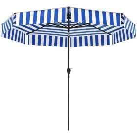 8.6FT Patio Umbrella, Outdoor Market Umbrella, 2-Tier Vented Patio Table Umbrella With Crank 8 Ribs, Tiltable Porch Umbrella For Garden Deck Poolside,