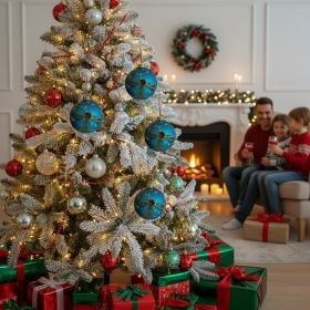 4PCS Set 4.7in Christmas Glass Ball Ornaments Shiny Hanging Tree Decor Home Holiday Party Supplies