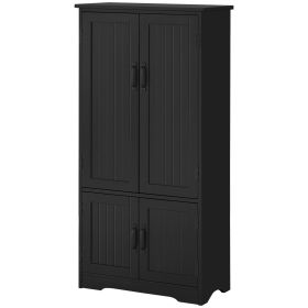 Accent Floor Storage Cabinet Kitchen Pantry with Adjustable Shelves and 2 Lower Doors, Black