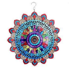1pc 3D Hanging Wind Spinner Outdoor Decor For 3D Garden Wind Chimes Metal Yard Spinners 3D Stainless Steel Spinner Gifts Mandala 3D Spinner With 360��