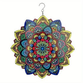 1pc 3D Hanging Wind Spinner Outdoor Decor For Garden Wind Chimes Metal Yard Spinners 3D Stainless Steel Spinner Gifts Mandala 3D Spinner With 360�� Ro