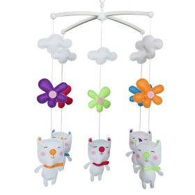 Baby Crib Mobile Animal Musical Crib Mobile Nursery Room Hanging Decor Toy Lovely White Cats