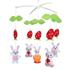 Baby Crib Mobile Animal Musical Crib Mobile Nursery Room Hanging Decor Toy White Red Rabbit Strawberry