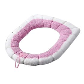 2 Pcs Pink Heart Knit Toilet Seat Cover Pads Winter Stretchable Toilet Seat Cushion Mat Toilet Seat Warmer