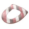 2 Pcs Plush Toilet Seat Cover Pad Winter Toilet Seat Cushion Mat Toilet Seat Warmer,Pink Stripes