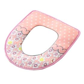 2 Pcs Pink Floral Toilet Seat Cover Pad Winter Toilet Seat Cushion Mat Toilet Bathroom Warmer
