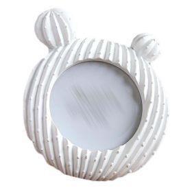 White Cactus 3x4 Resin Picture Frame Round Baby Photo Frame Tabletop Display Nursery Decor Baby Shower Gift