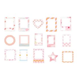 15 Pcs Pink Paper Picture Frame Stickers Phote Album Border Sticker for Journal Diary Planner Scrapbooking Supplies