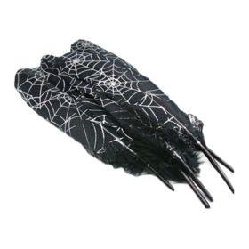 50 Pcs Black Feathers Halloween Party Decor Spider Web Feather DIY Crafts, 4-6 inch